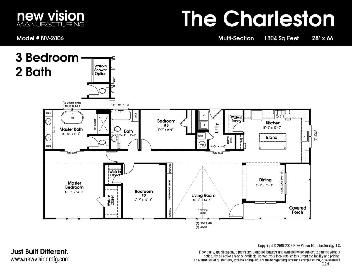 The Charleston by New Vision Manufacturing – Home for Sale in Bonham TX Floorplan of The Charleston by New Vision