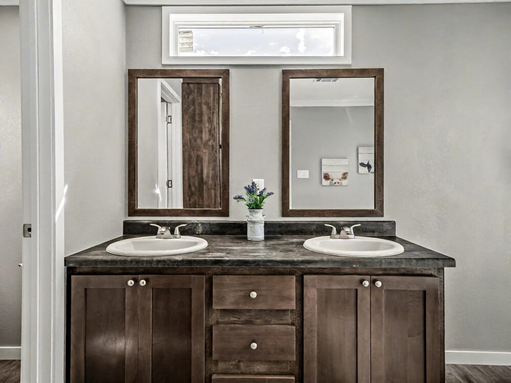 The Declaration by New Vision Manufacturing Master bath vanity of The Declaration - 16x76 3 Bedroom Home for Sale