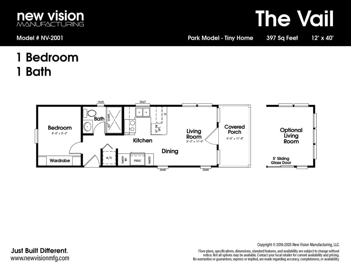 Tiny House Living in Houston Floorplan of The Vail Tiny Home - Buy near Houston, TX