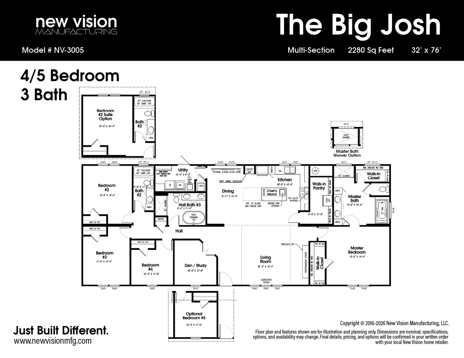 The Big Josh by New Vision Manufacturing Floorplan of Big Josh by New Vision - For Sale in Rosenberg, TX